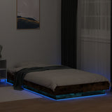 Bed Frame with LED Lights without Mattress Smoked Oak 90x200cm 3281123