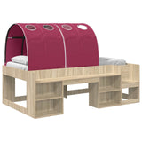 Bed with Tunnel with Shelf 3 pcs Sonoma and Red Engineered Wood 3423591