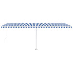 ZNTS Freestanding Manual Retractable Awning 600x350 cm Blue/White 3069676