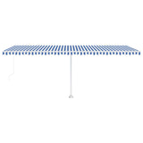 ZNTS Freestanding Manual Retractable Awning 600x350 cm Blue/White 3069676