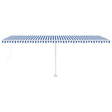 Manual Retractable Awning with LED 600x350 cm Blue and White 3069681