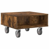 Side Table with Wheels Smoked Oak 50.5 x 50 x 30 cm 891028