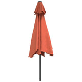 Garden Parasol with LED Lights and Steel Pole 300 cm Terracotta 313757