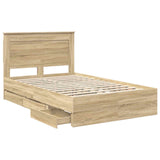 Bed Frame with Drawer Sonoma Oak 120 x 190 cm Engineer Wood 3410188