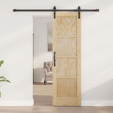 Sliding Door Natural and Black 61 x 198.5 cm Solid Pine Wood 3333156