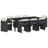 Garden Dining Set 9 pcs Black Poly Rattan 3380688