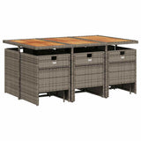 11 Piece Garden Dining Set with Cushions Grey Poly Rattan 3210614