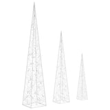 Acrylic Decorative LED Light Cone Set Cold White 60/90/120cm 328972