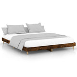 Bed Frame without Mattress Smoked Oak 200x200 cm Engineered Wood 832010
