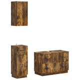 3 Piece Bathroom Cabinet Set HOORN Smoked Oak Engineered Wood 3417797