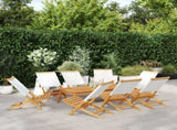 Folding Garden Chairs 8 pcs Cream White Fabric and Solid Wood 3214639