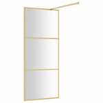 Walk-in Shower Wall with Clear ESG Glass Gold 90x195 cm 154937