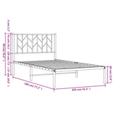 Metal Bed Frame without Mattress with Headboard Black 100x190cm 374431