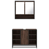 2 Piece Bathroom Furniture Set Brown Oak Engineered Wood 3300944