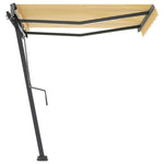 ZNTS Freestanding Manual Retractable Awning 350x250 cm Yellow/White 3069718