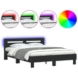 ZNTS Bed Frame with LED without Mattress Black 140x200 cm 3207547