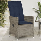 Reclining Garden Chair with Cushions Grey Poly Rattan 365642