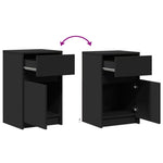 ZNTS Bedside Cabinet with LED Lights Black Engineered Wood 852000