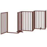 Dog Gate with Door Foldable 12 Panels Brown 600 cm Poplar Wood 3155551