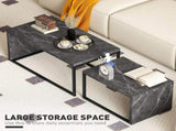 Coffee Tables Set of 2, Industrial Nest of Tables with Metal Frame for Living Room Bedroom, Dark T3398P377954