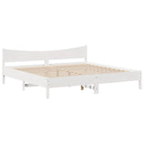 Bed Frame with Drawers White 180x200 cm Super King Solid Wood Pine 3301897