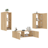 3 Piece TV Wall Cabinets with LED Lights Sonoma Oak 3216876