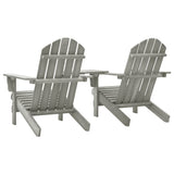 310068 Garden Adirondack Chairs with Tea Table Solid Fir Wood Grey