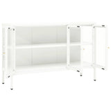 Sideboard White 105x35x70 cm Steel and Glass 336068