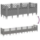 Garden Planter with Pegs Light Grey 123.5x43.5x43.5 cm PP 368018