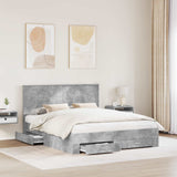 Bed Frame Concrete Grey 160 x 200 cm Engineered Wood 3411283