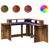 Desk with LED Lights Old Wood 152x152x91 cm Engineered Wood 3309463