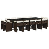 15 Piece Garden Dining Set with Cushions Brown Poly Rattan 3211233
