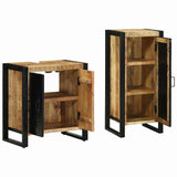 Bathroom Furniture Set 2 pcs Brown and Black Solid Mango Wood 3305604
