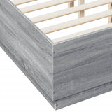 Bed Frame with LED without Mattress Grey Sonoma 135x190 cm Double 3209651