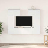 6 Piece TV Cabinet Set White Engineered Wood 3078698