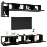 ZNTS 5 Piece TV Cabinet Set Black Engineered Wood 3078799