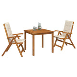 3-Piece Garden Dining Set Natural Solid Acacia Wood 3434590
