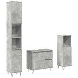 3 Piece Bathroom Furniture Set Concrete Grey Engineered Wood 3324956