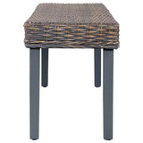 Bench 110 cm Grey Natural Kubu Rattan and Solid Mahogany Wood 285789