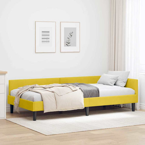 Corner Bed Frame Yellow 100 x 200 cm Velvet and Engineered wood 42016170