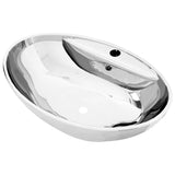 Wash Basin with Overflow 58.5x39x21 cm Ceramic Silver 143475