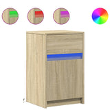 ZNTS Bedside Cabinets with LED Lights 2 pcs Sonoma Oak Engineered Wood 852003