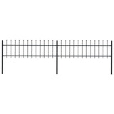 ZNTS Garden Fence with Spear Top Steel 3.4x0.6 m Black 277594