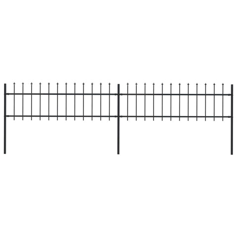 ZNTS Garden Fence with Spear Top Steel 3.4x0.6 m Black 277594