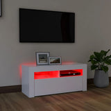TV Cabinet with LED Lights White 90x35x40 cm 804319
