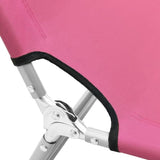 ZNTS Folding Sun Lounger Steel and Fabric Pink 310330