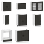 ZNTS 8 Piece Kitchen Cabinet Set Kalmar Black Engineered Wood 3314842