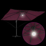 Umbrella with LED Strip Lights Bordeaux Red 351 x 250 x 253 cm 42003365