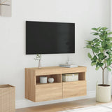TV Wall Cabinet with LED Lights Sonoma Oak 80x30x40 cm 837201
