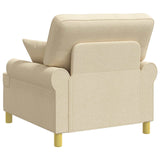 XL Armchair with Cushions Cream Fabric 42043490